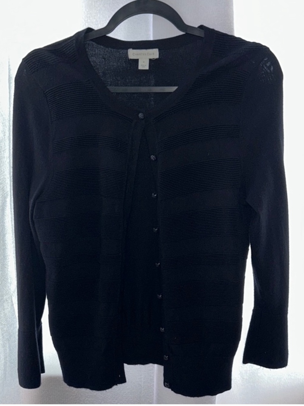 Charter Club Black Button-Front Women's Cardigan Sweater